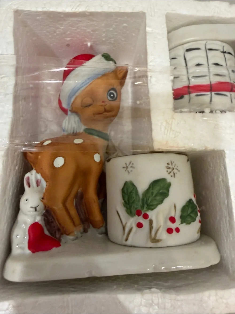 Vintage Jasco 1978 Christmas Lovekins Ceramic Votice & Figurine Set of 8